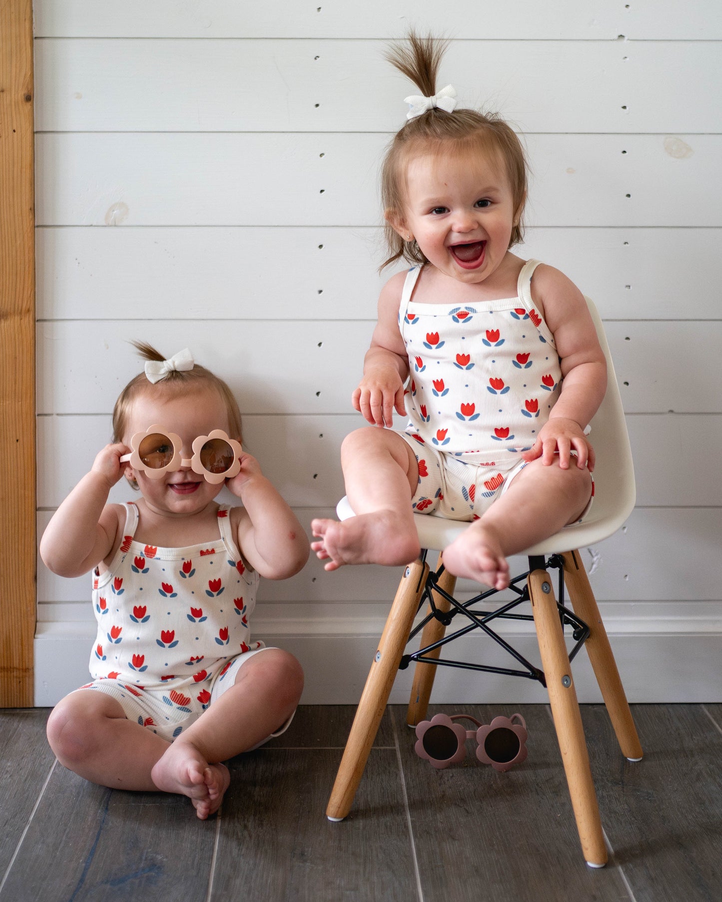 Red White & Blue Tulip Ribbed Bamboo 2pc Tank Set *Sizes 4T-6 left by Little Joy Co., product view 4