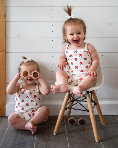 Red White & Blue Tulip Ribbed Bamboo 2pc Tank Set *Sizes 4T-6 left by Little Joy Co., product view 4