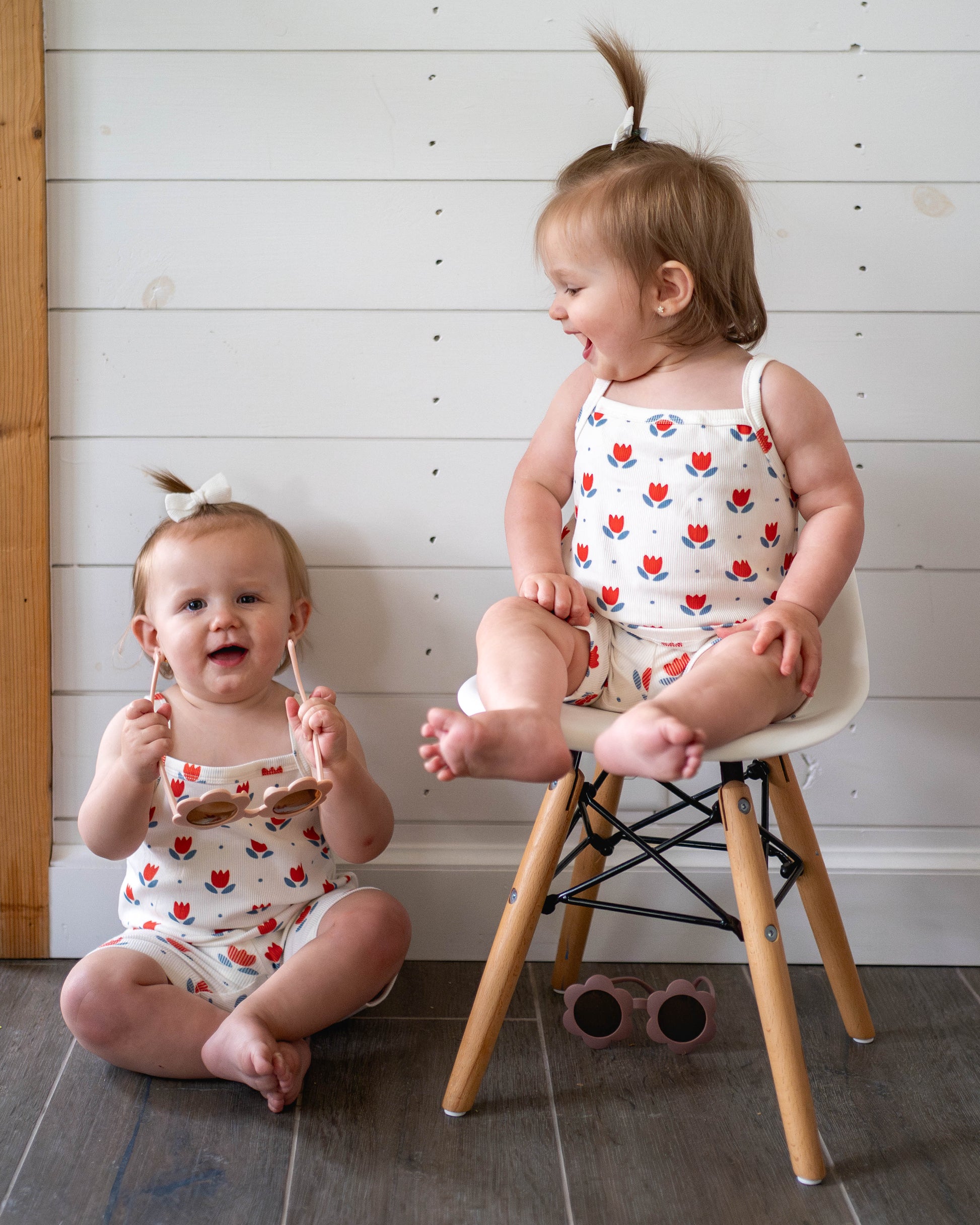 Red White & Blue Tulip Ribbed Bamboo 2pc Tank Set *Sizes 4T-6 left by Little Joy Co., product view 14