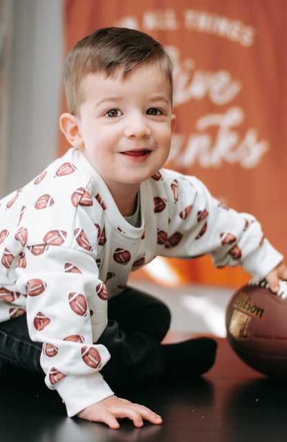 Football Print Crewneck Sweatshirt by Little Joy Co., product view 3