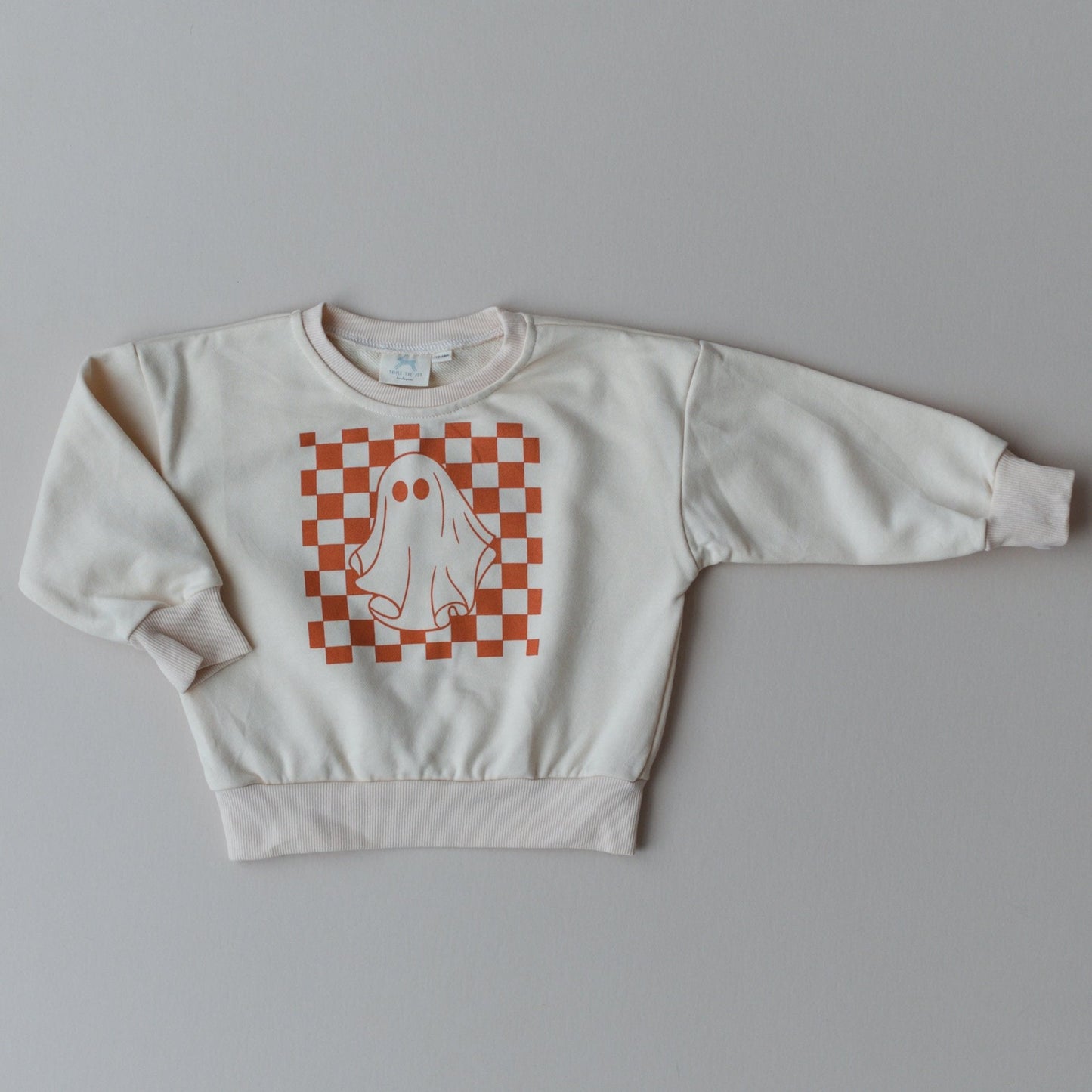 Checkered Ghost Crewneck Sweatshirt by Little Joy Co., product view 2