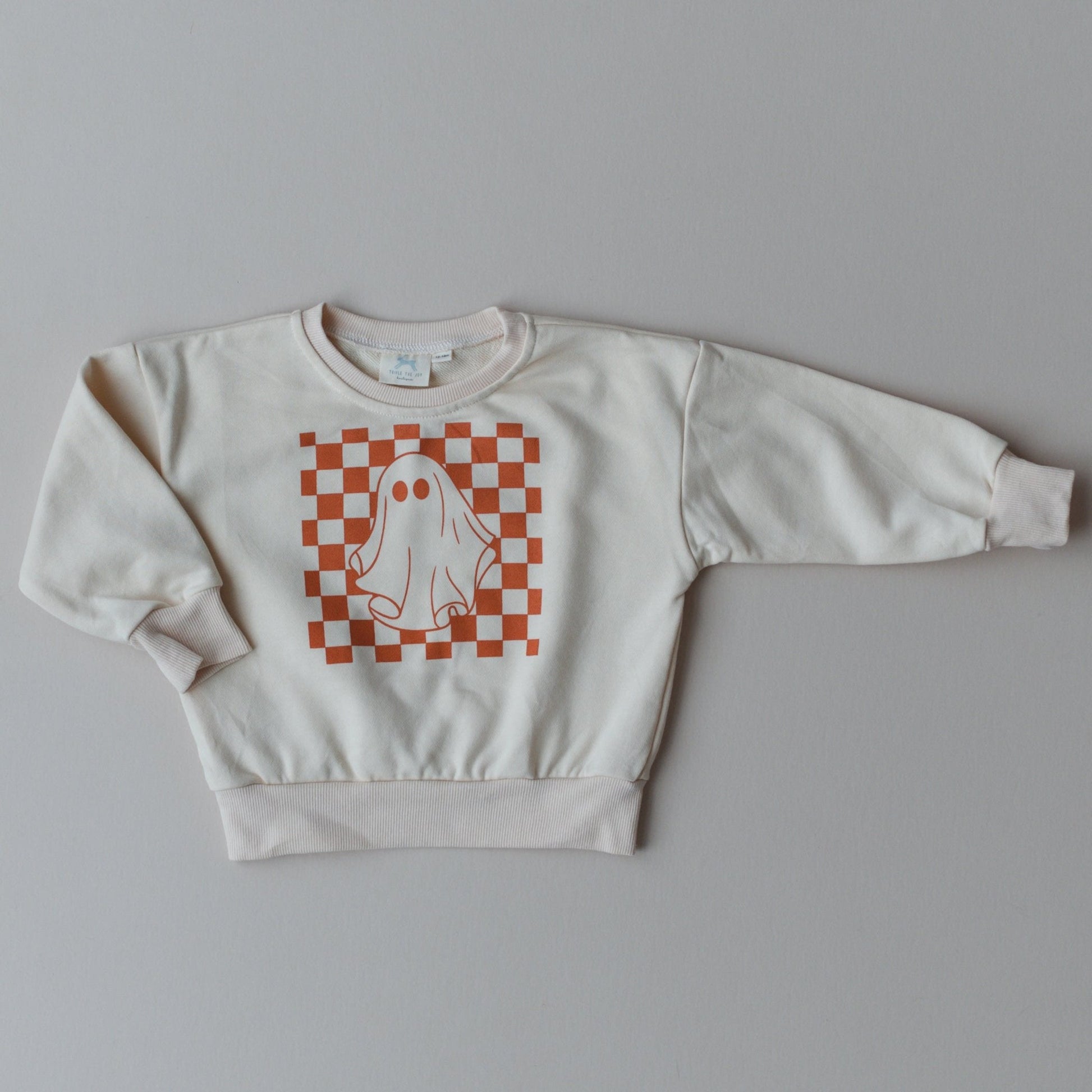 Checkered Ghost Crewneck Sweatshirt by Little Joy Co., product view 2