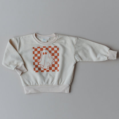 Checkered Ghost Crewneck Sweatshirt by Little Joy Co., product view 2