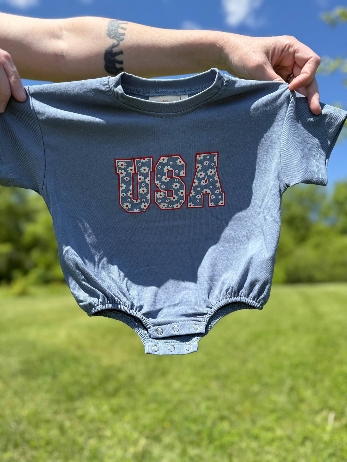USA Daisy Oversized T-Shirt Romper by Little Joy Co., product view 7