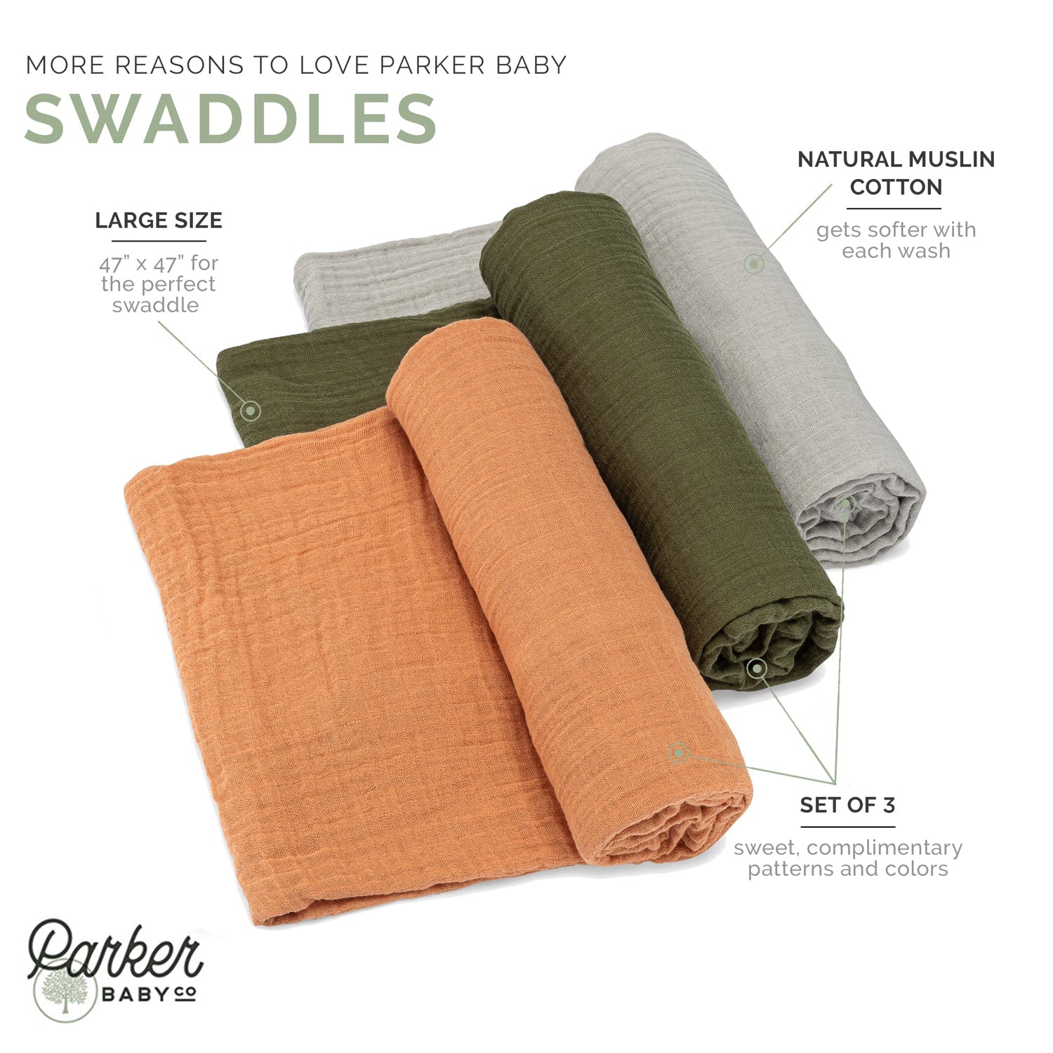 Estes Swaddle Set by Parker Baby Co., product view 3