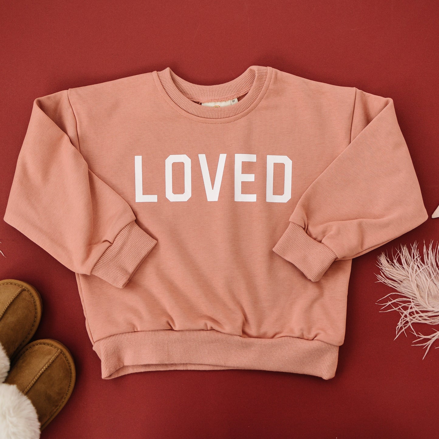 Loved Crewneck Sweatshirt - Red or Pink by Little Joy Co., product view 6