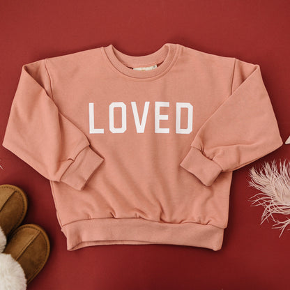 Loved Crewneck Sweatshirt - Red or Pink by Little Joy Co., product view 6
