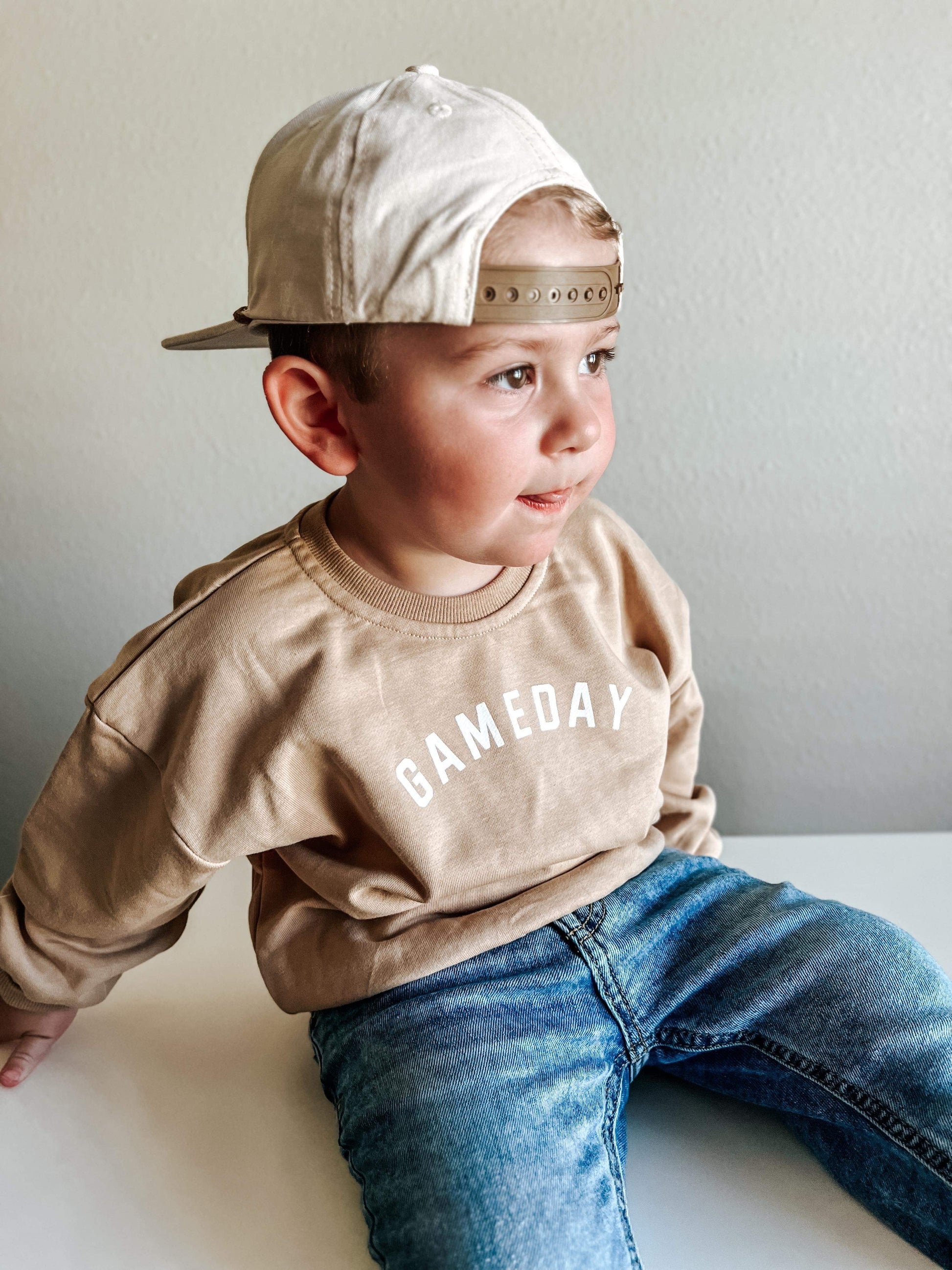 Gameday Crewneck Sweatshirt – Camel by Little Joy Co., product view 3