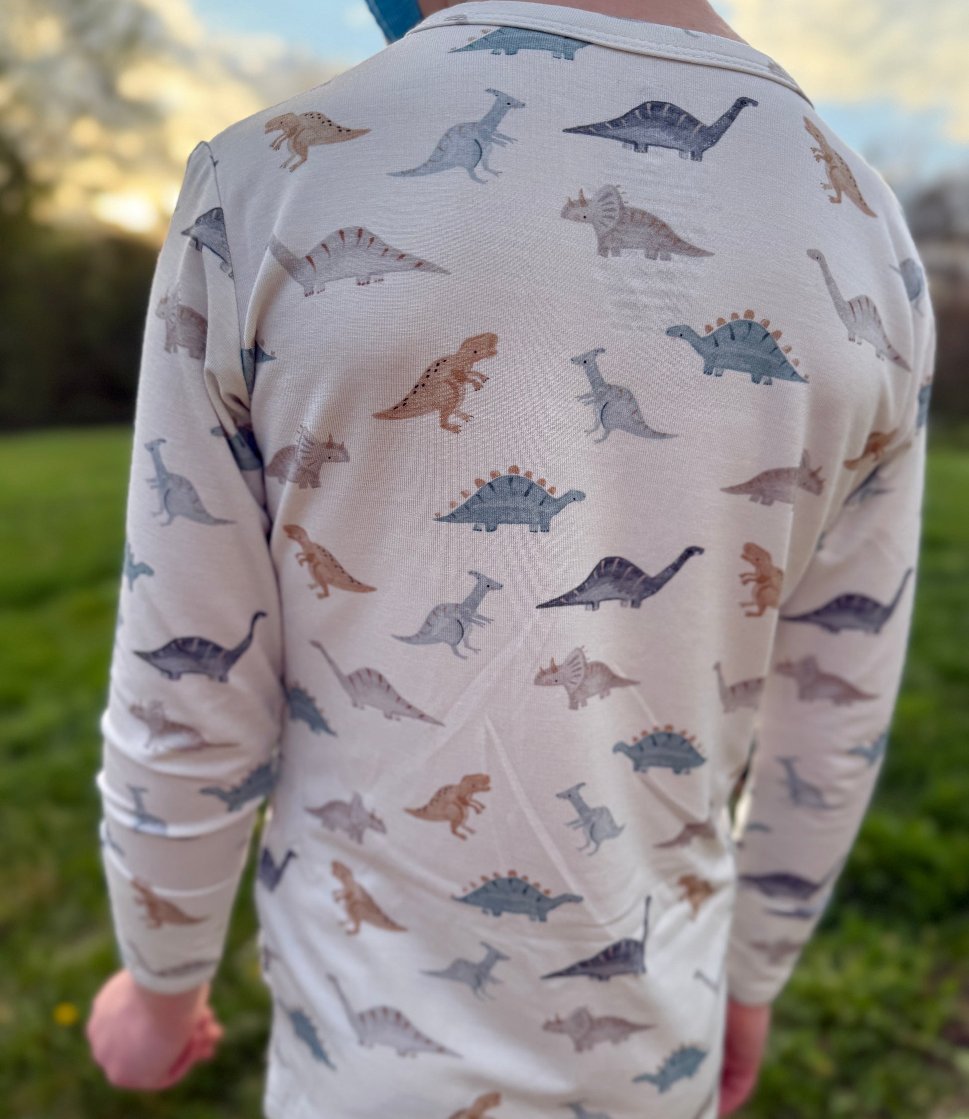 Snugglesaurus 2pc Henley Bamboo Pajamas - Sizes Newborn & Up! by Little Joy Co., product view 4