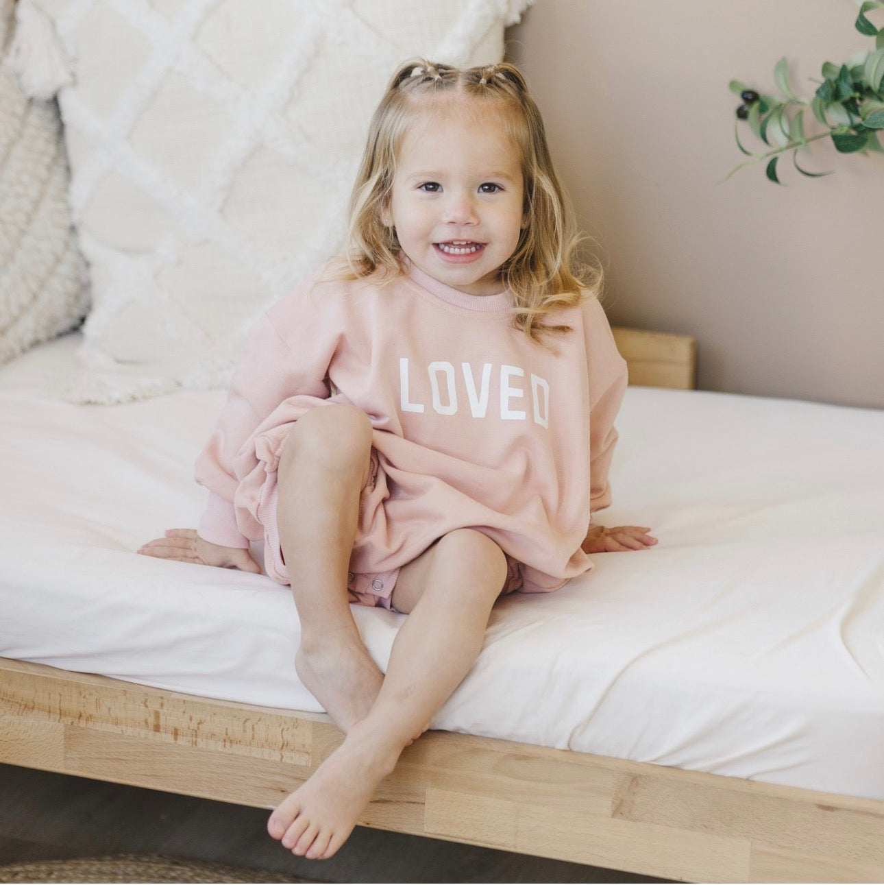 Loved Sweatshirt Romper - more colors by Little Joy Co., product view 3