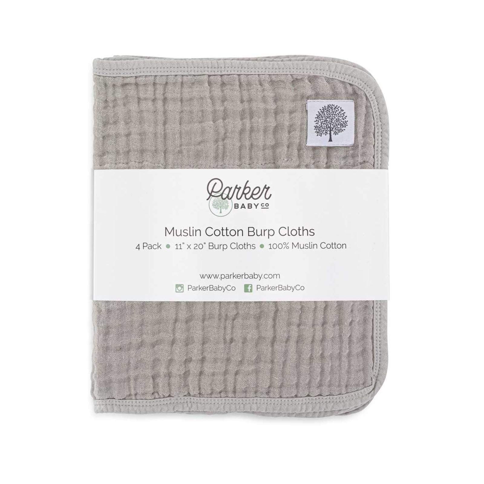 Gray Set - Muslin Burp Cloths (4 Pack) by Parker Baby Co., product view 15