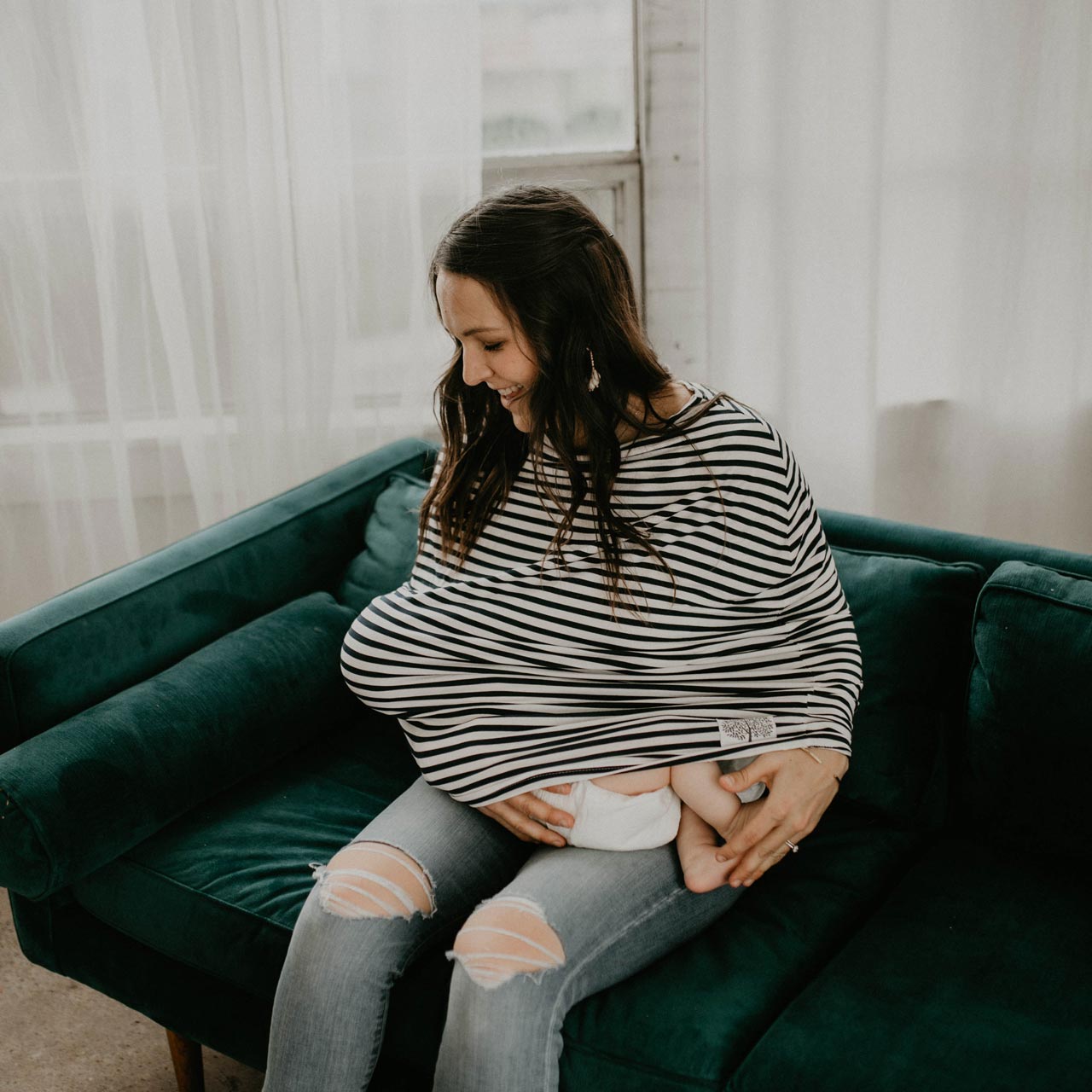 Multi-use Cover, White/Navy Stripes by Parker Baby Co., product view 5