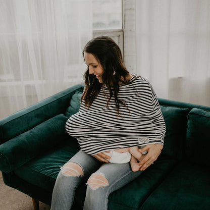 Multi-use Cover, White/Navy Stripes by Parker Baby Co., product view 5