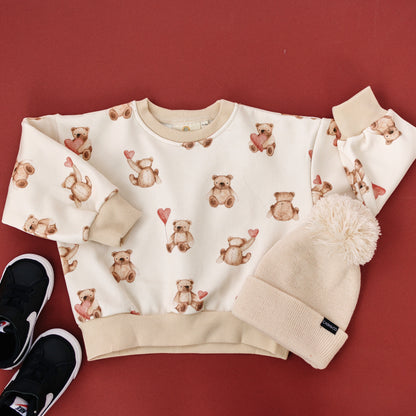 Teddy Bear Hearts Crewneck Sweatshirt by Little Joy Co.