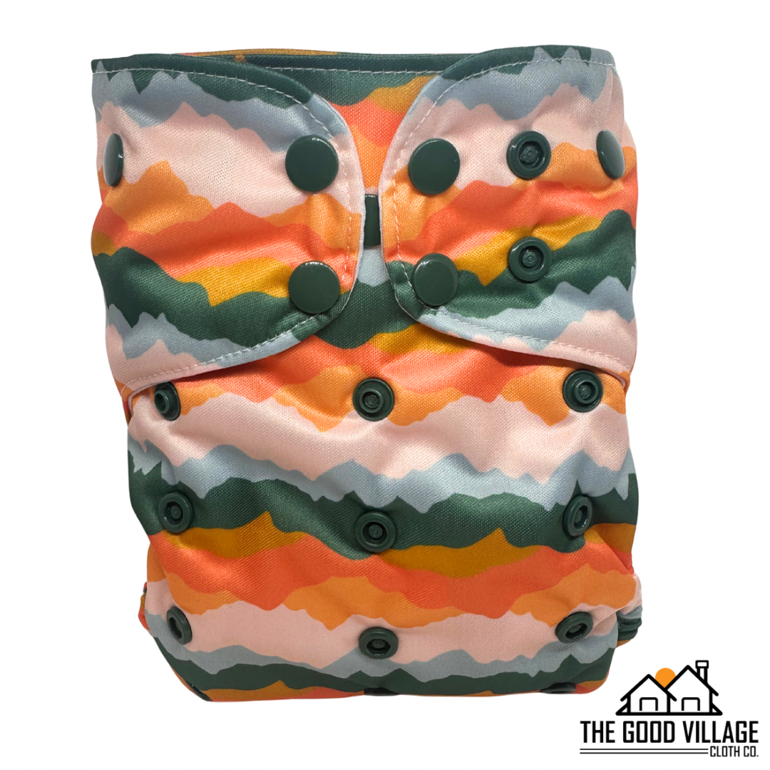 One Size Pocket Diaper | Sunset Peaks by The Good Village Cloth Co.