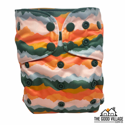 One Size Pocket Diaper | Sunset Peaks by The Good Village Cloth Co.