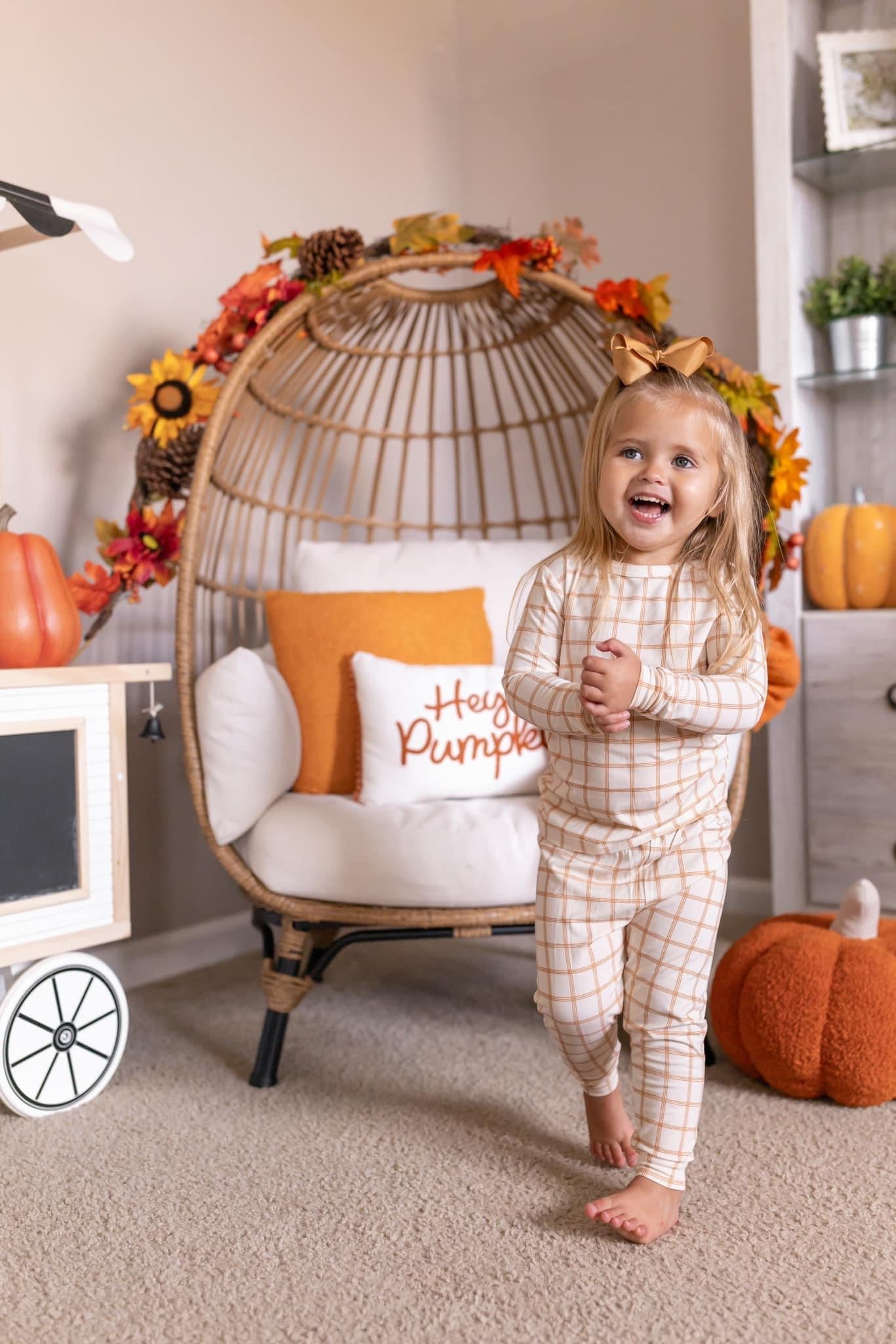Burnt Orange Plaid 2pc Bamboo Pajamas by Little Joy Co., product view 11