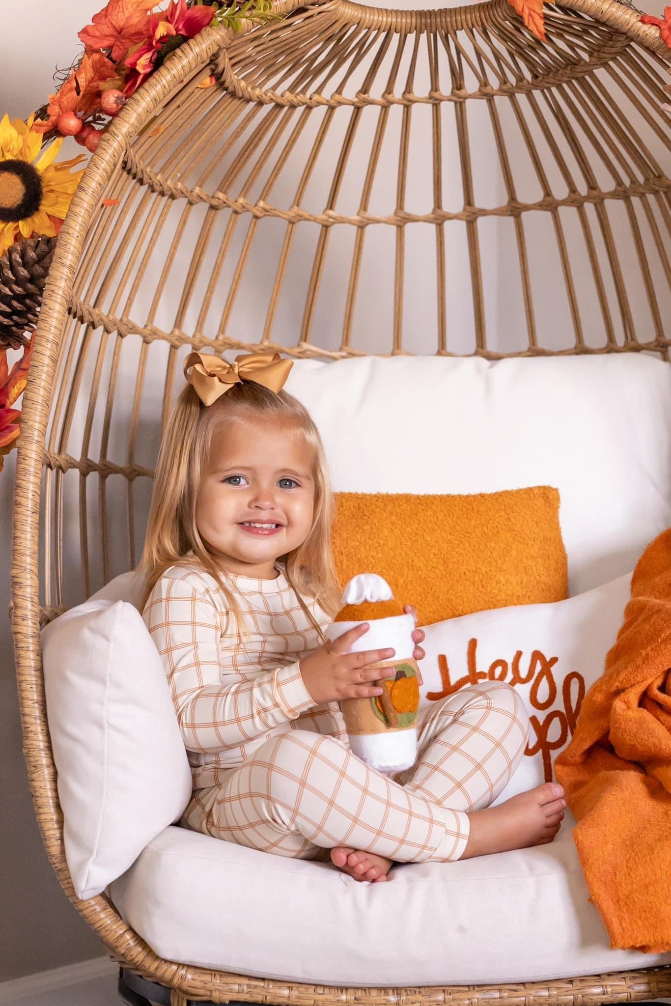 Burnt Orange Plaid 2pc Bamboo Pajamas by Little Joy Co., product view 2