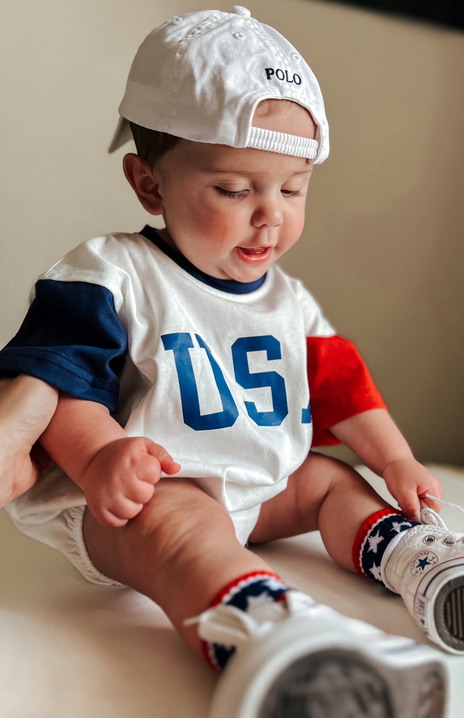 USA Colorblock T-Shirt Romper by Little Joy Co., product view 3