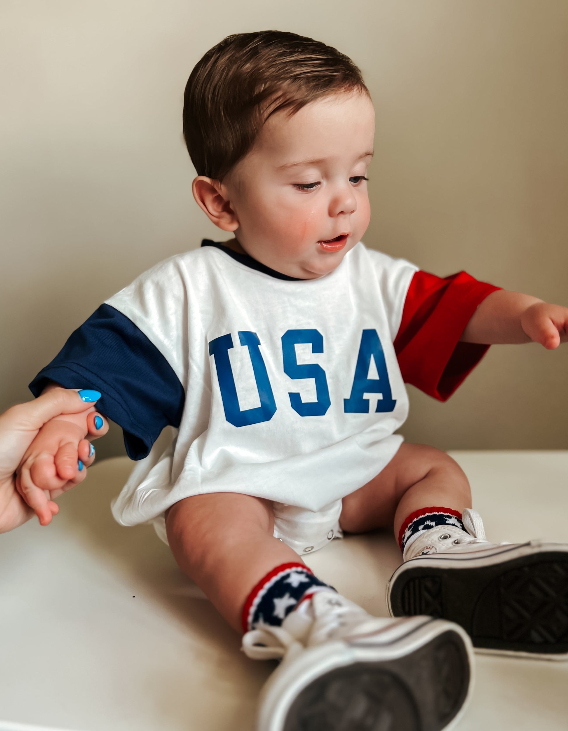 USA Colorblock T-Shirt Romper by Little Joy Co.