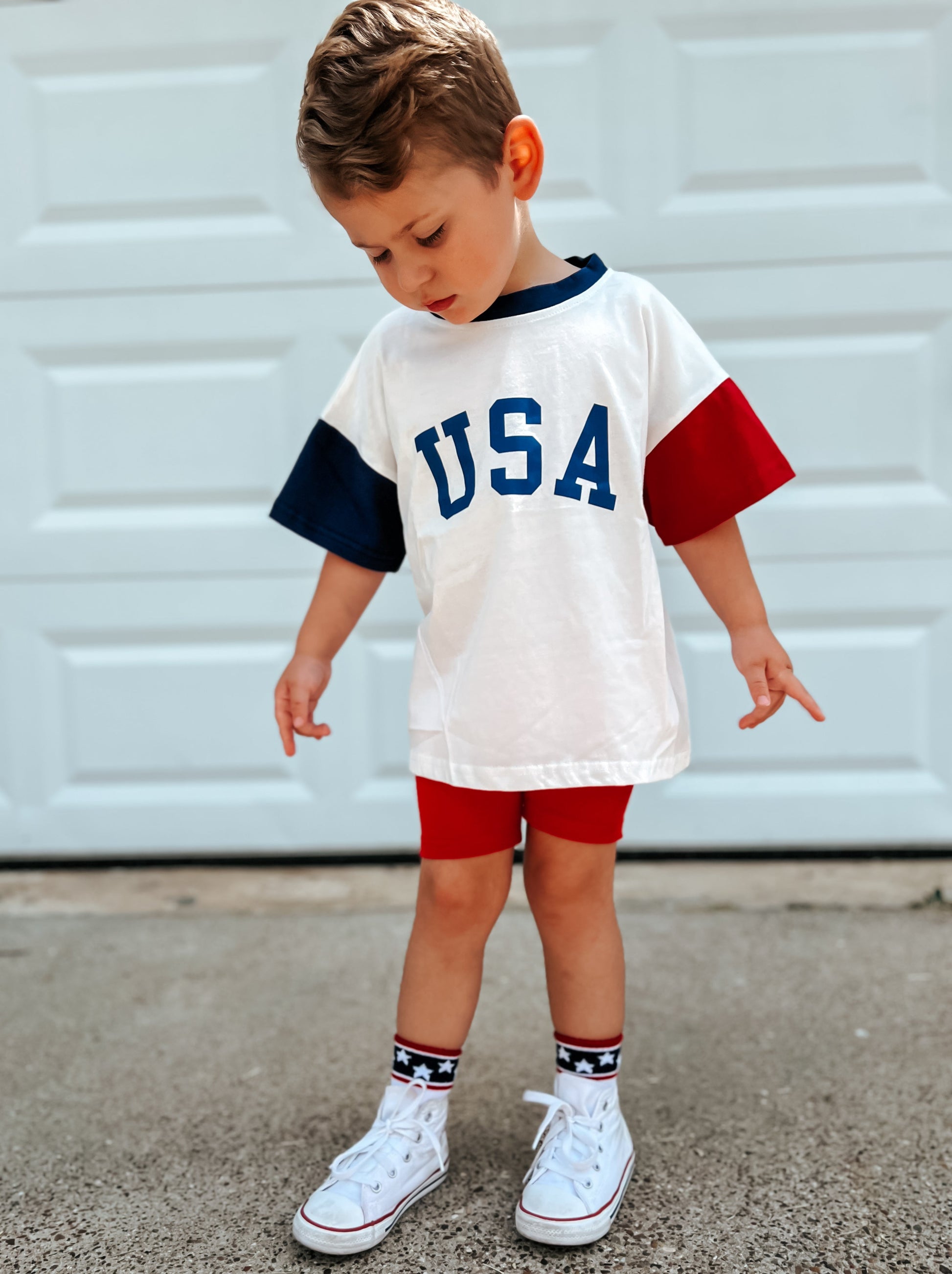 USA Colorblock Tee - Oversized or Regular Fit by Little Joy Co.