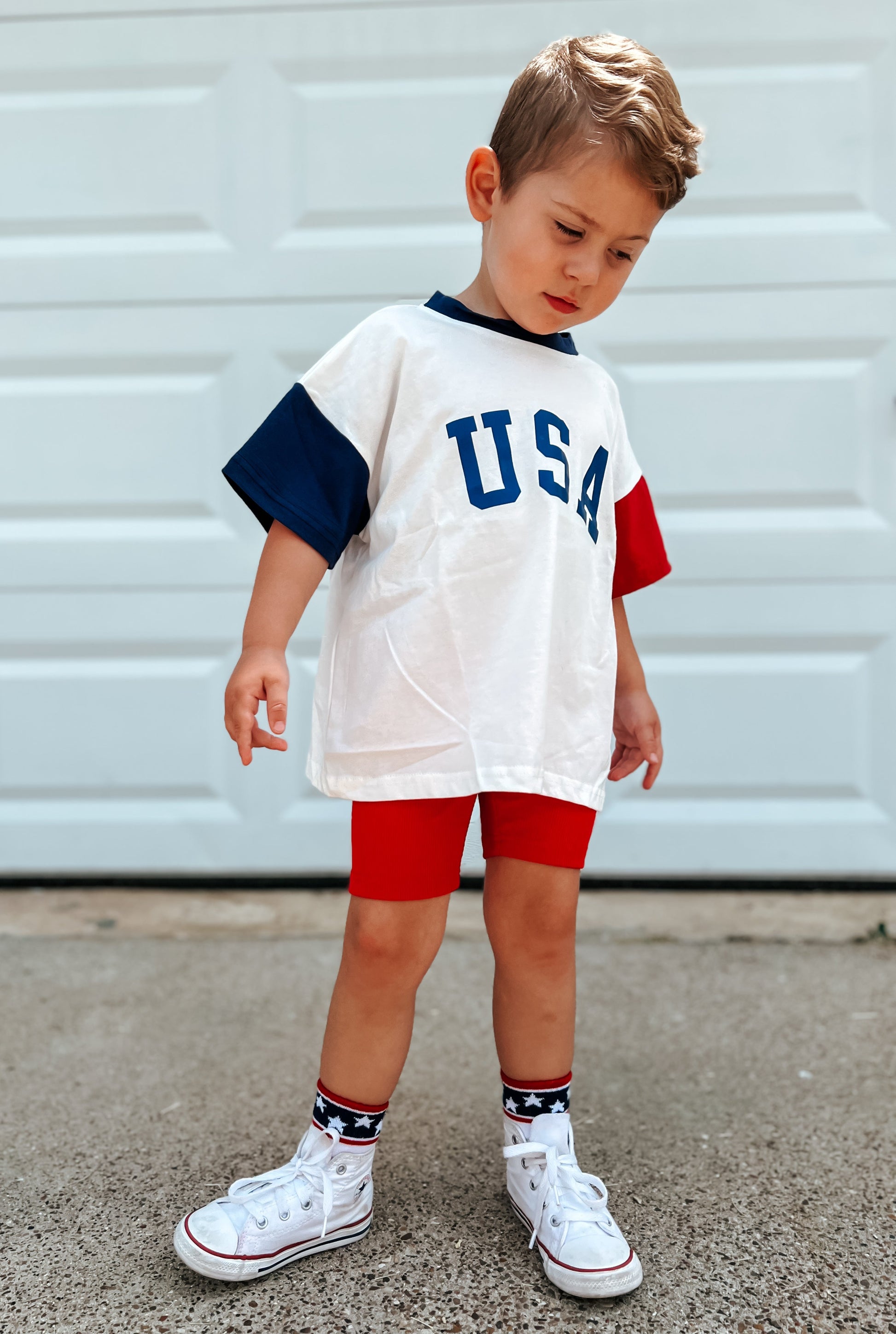 USA Colorblock Tee - Oversized or Regular Fit by Little Joy Co., product view 5