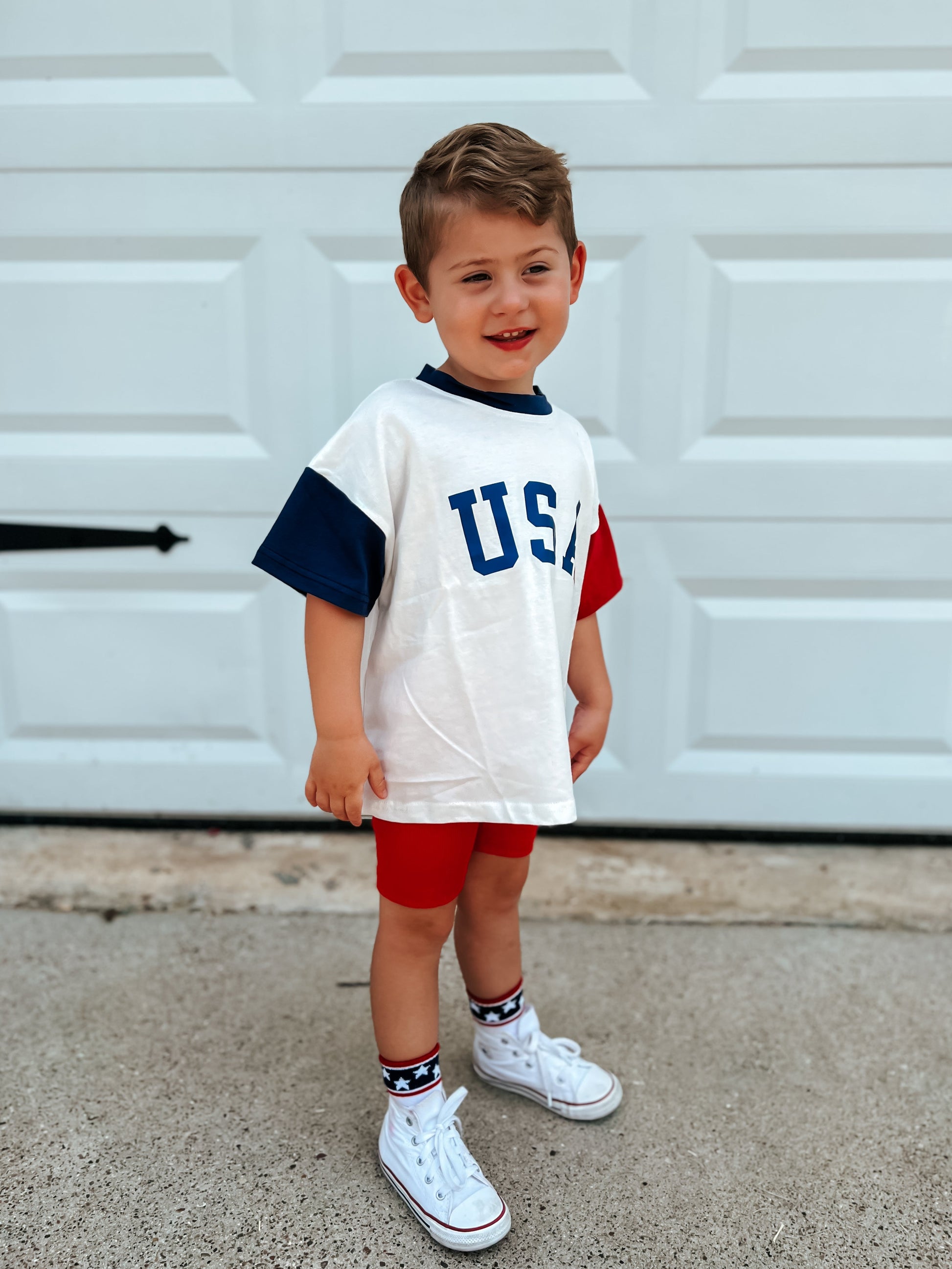 USA Colorblock Tee - Oversized or Regular Fit by Little Joy Co., product view 4