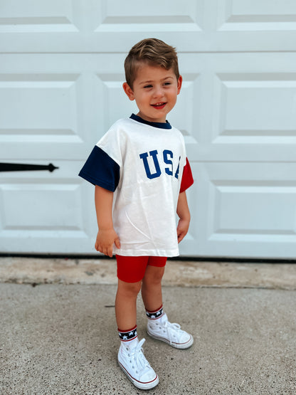 USA Colorblock Tee - Oversized or Regular Fit by Little Joy Co., product view 4