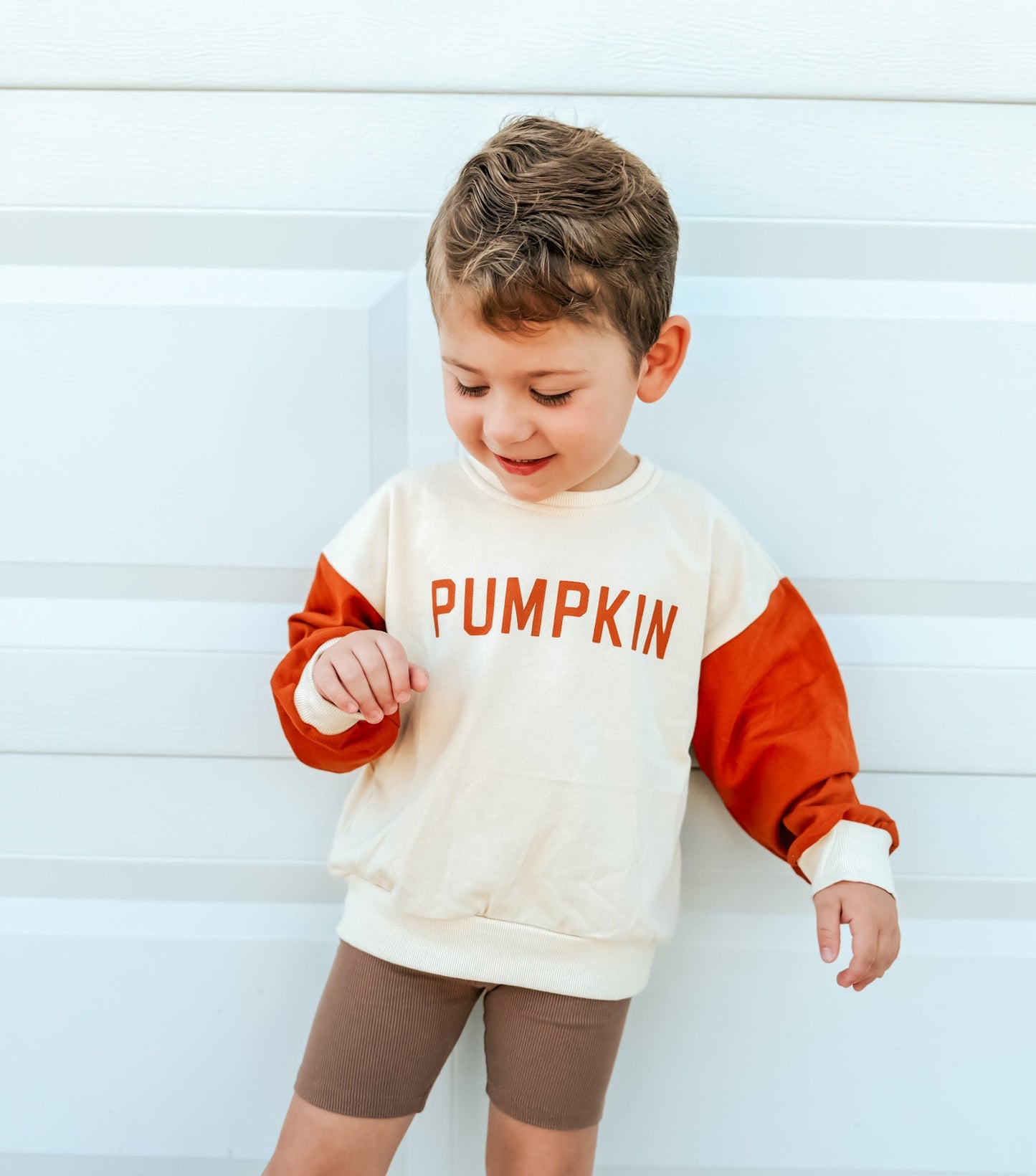 Colorblock ‘Pumpkin’ Crewneck Sweatshirt by Little Joy Co.