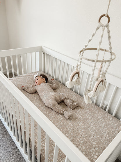 Dainty Ditsy Bamboo Crib Sheet by Little Joy Co., product view 18