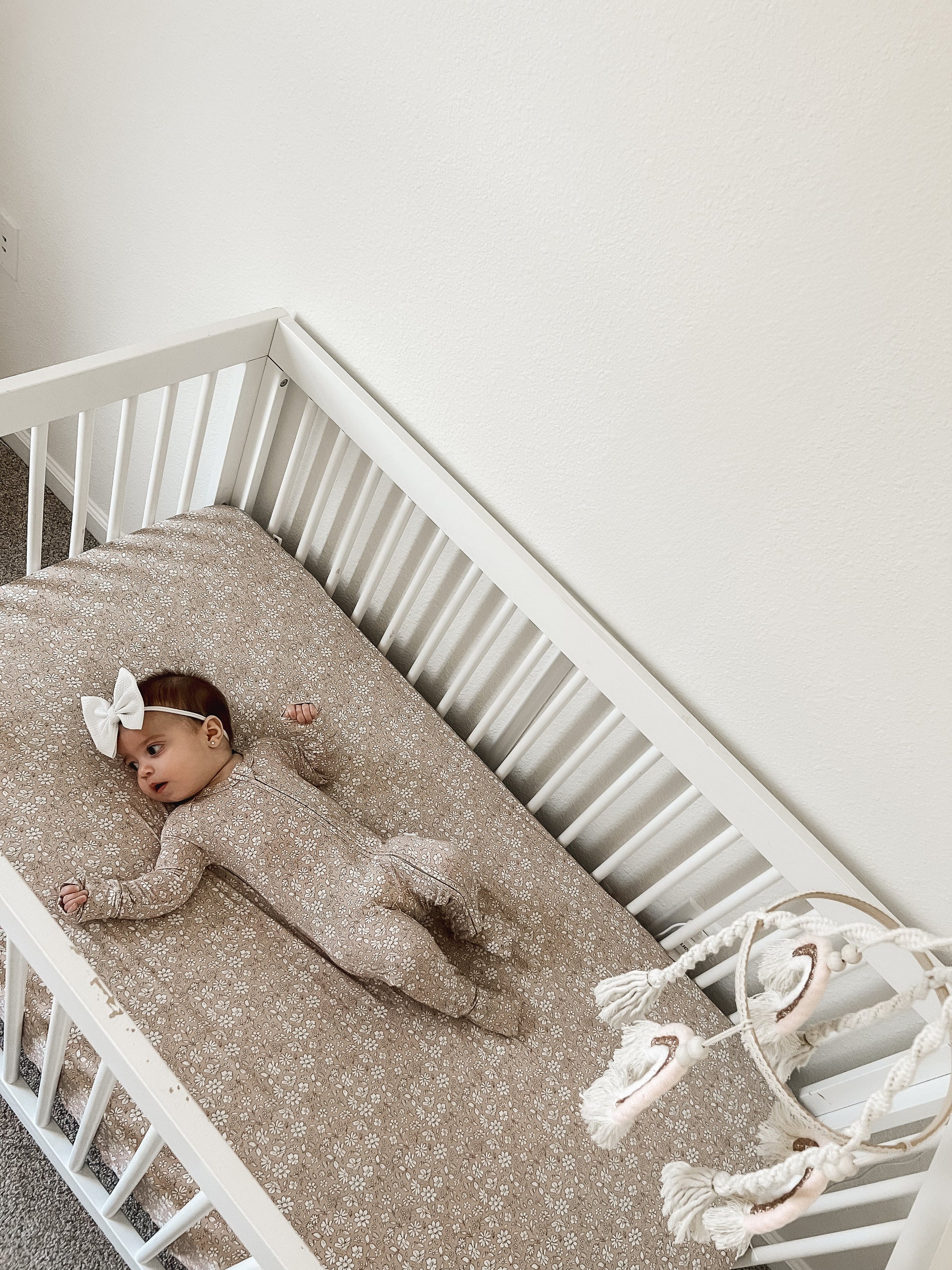 Dainty Ditsy Bamboo Crib Sheet by Little Joy Co., product view 17