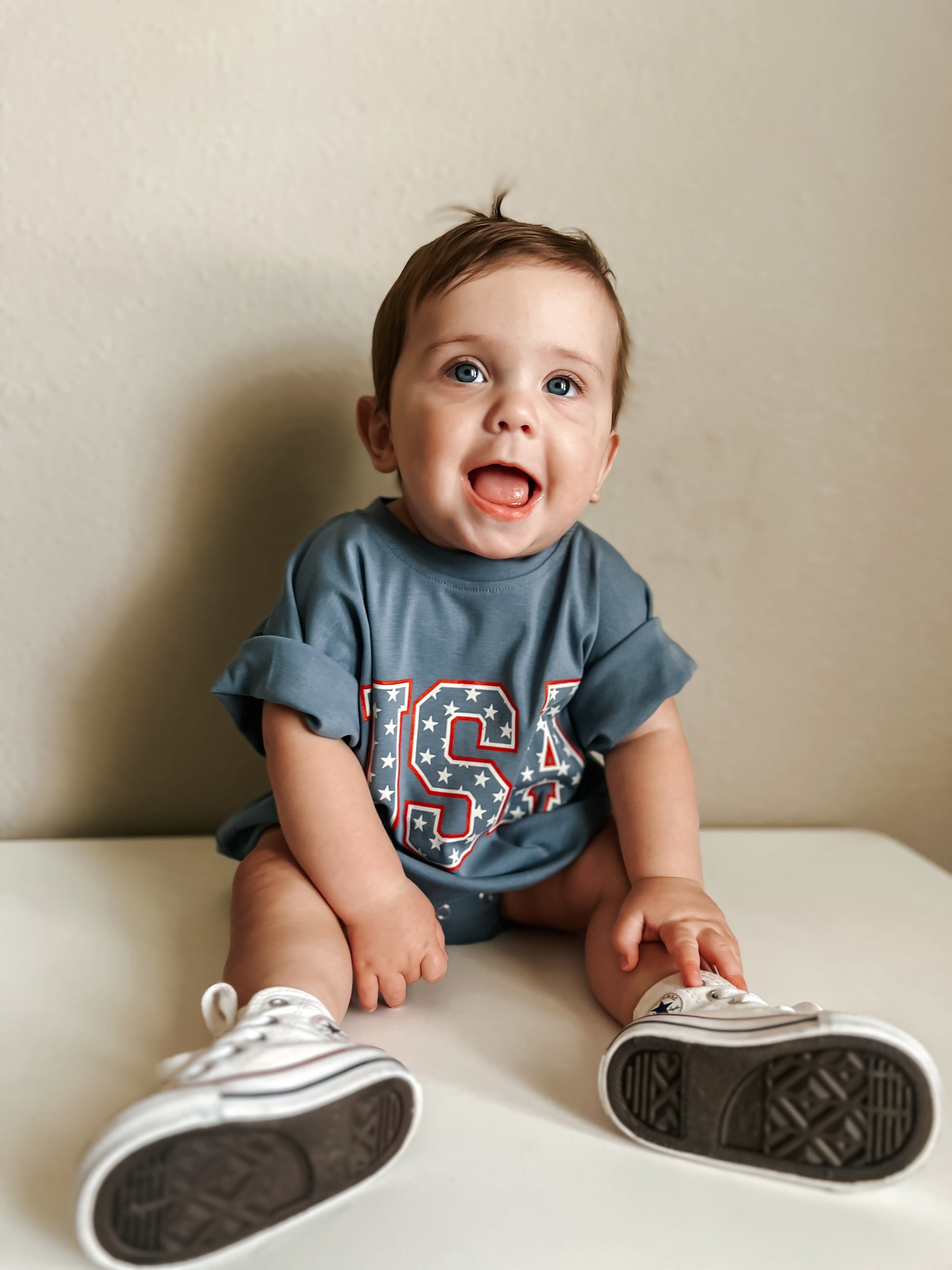 USA Stars T-Shirt Romper by Little Joy Co., product view 5