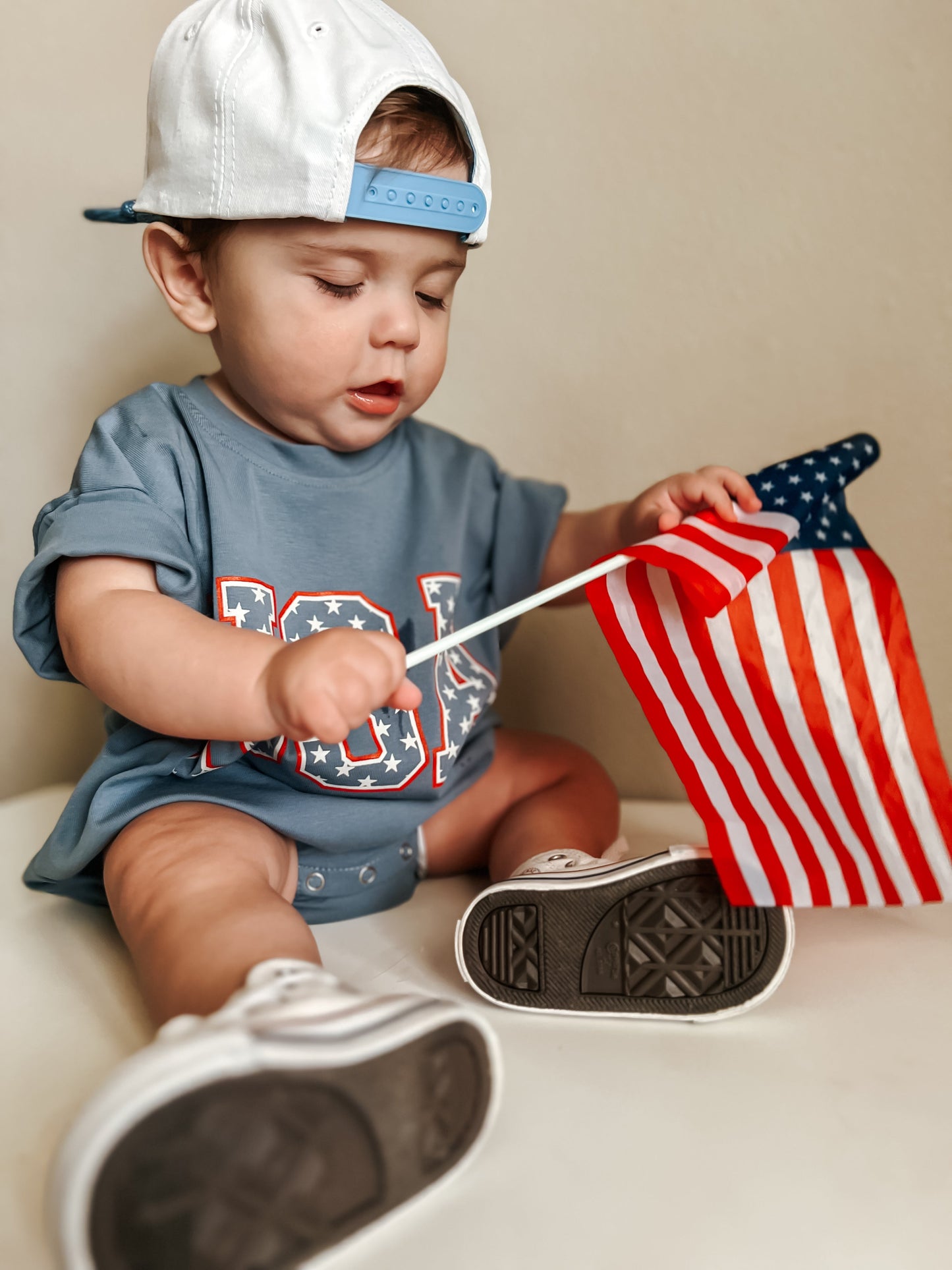 USA Stars T-Shirt Romper by Little Joy Co., product view 6