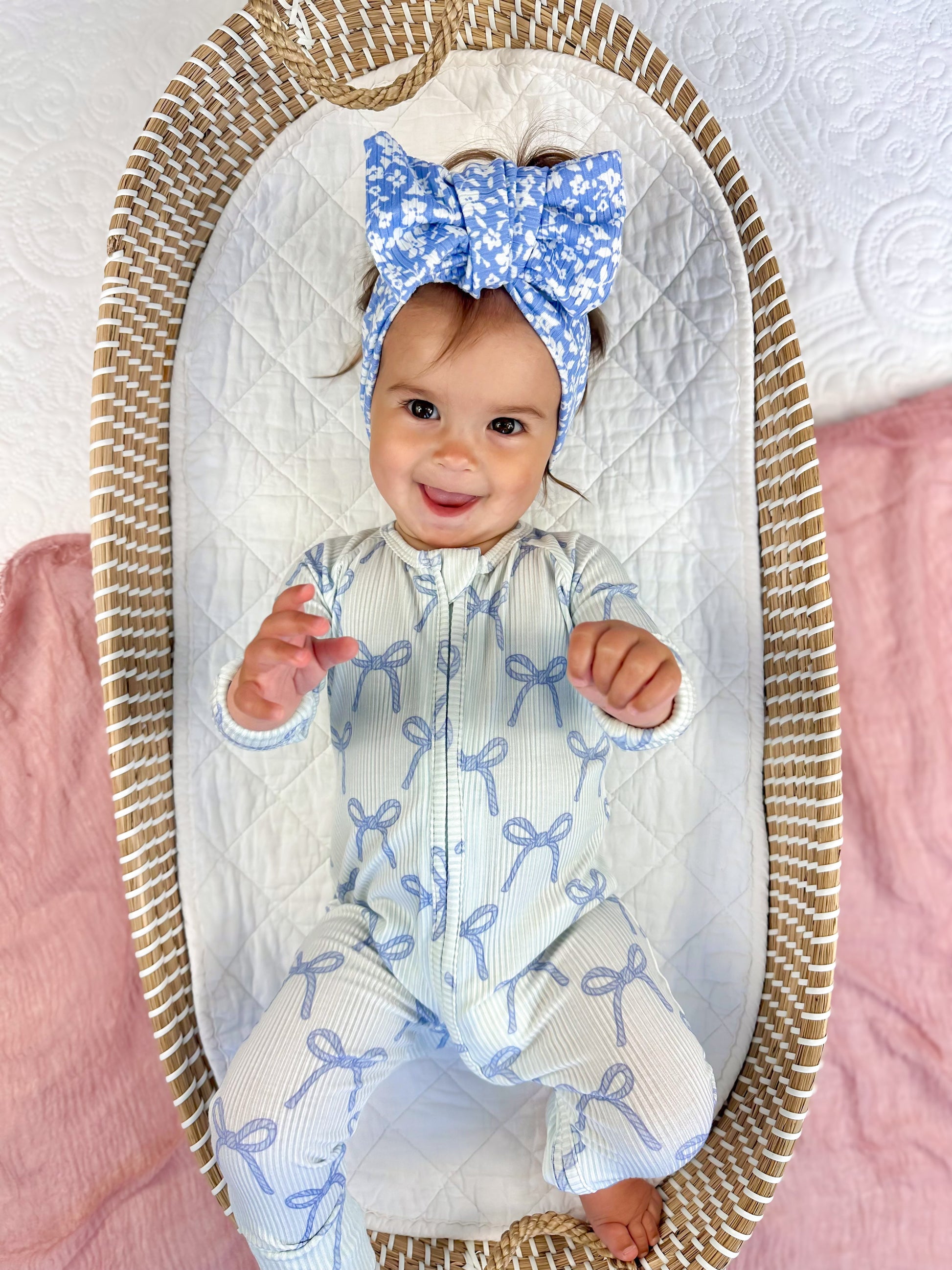 Blue Belle Ribbed Bamboo Zippy Pajamas by Little Joy Co., product view 5