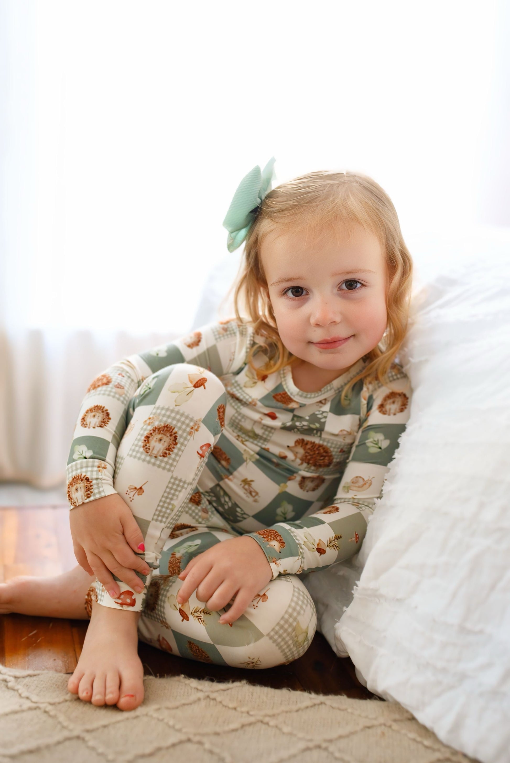 Harvest Hedgehogs 2pc Bamboo Pajamas by Little Joy Co., product view 2