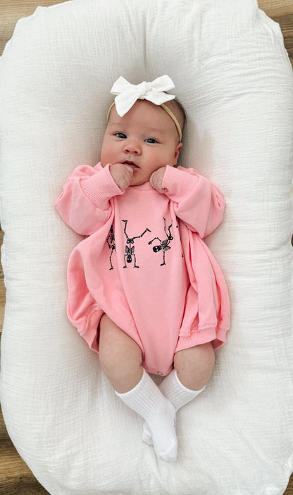 Dancing Skeletons Sweatshirt Romper - Pink by Little Joy Co.