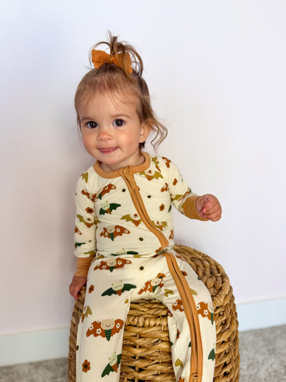 Boho Bats Bamboo Zippy Romper by Little Joy Co., product view 3