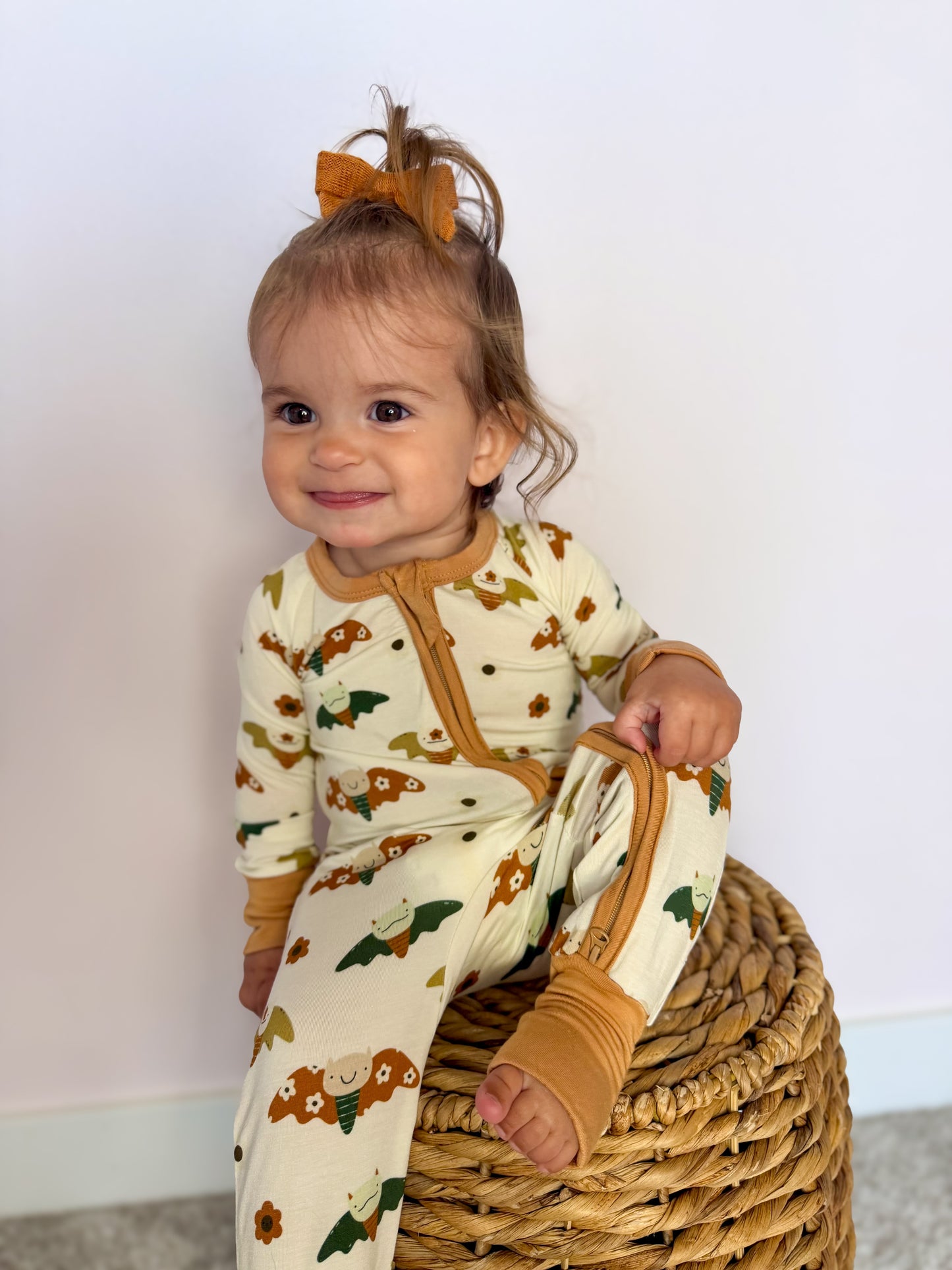 Boho Bats Bamboo Zippy Romper by Little Joy Co.