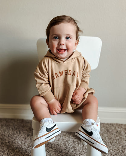 Gameday Hooded Sweatshirt Romper by Little Joy Co.