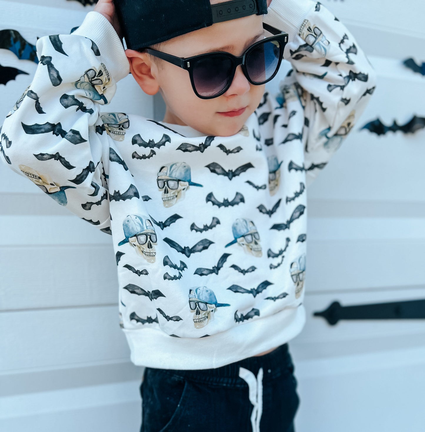 Spooky Bro Bamboo Bubble Romper or Crewneck Sweatshirt by Little Joy Co., product view 2