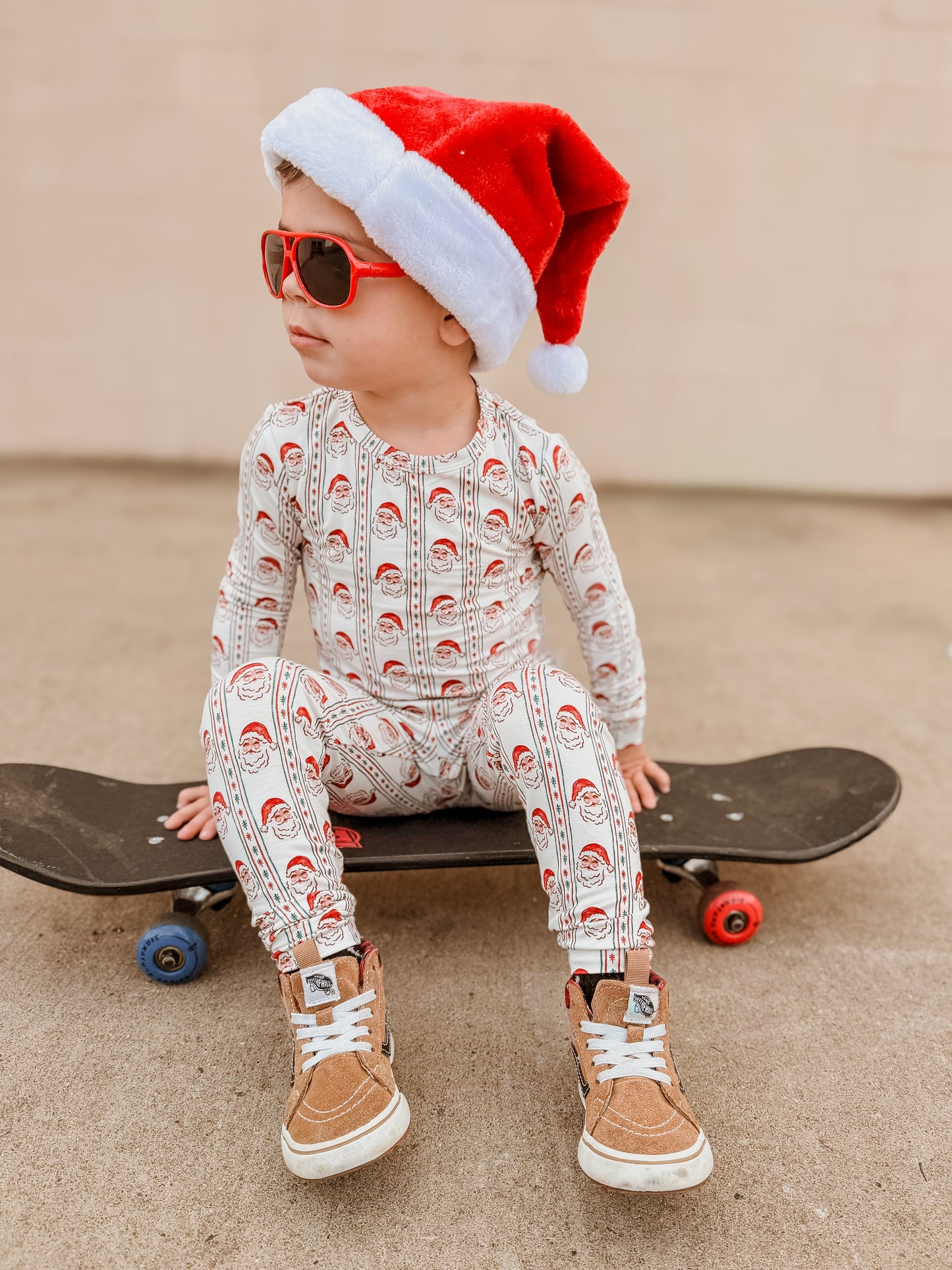 Vintage Santa Bamboo Christmas Pajamas - 2pc Set by Little Joy Co., product view 2