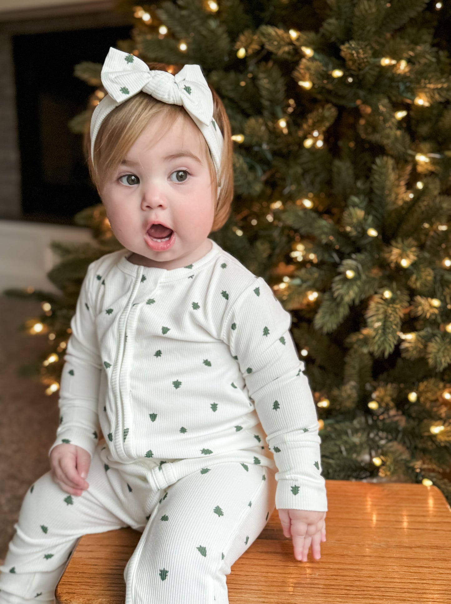 Tiny Trees Ribbed Bamboo Zippy Pajamas by Little Joy Co., product view 2