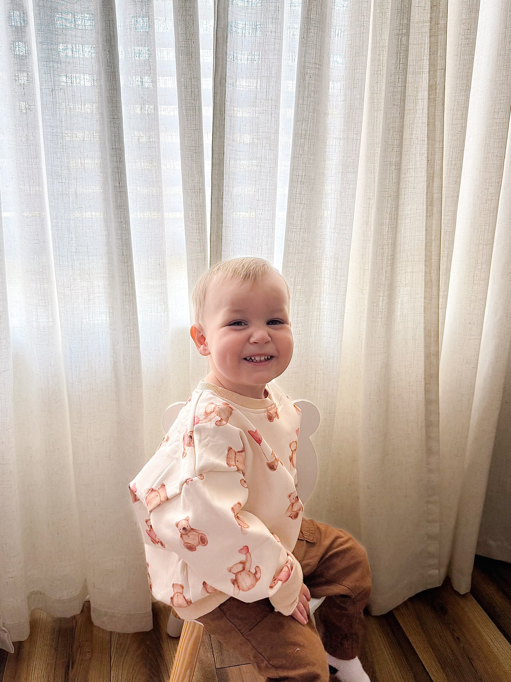 Teddy Bear Hearts Crewneck Sweatshirt by Little Joy Co., product view 6