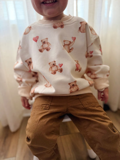Teddy Bear Hearts Crewneck Sweatshirt by Little Joy Co., product view 4