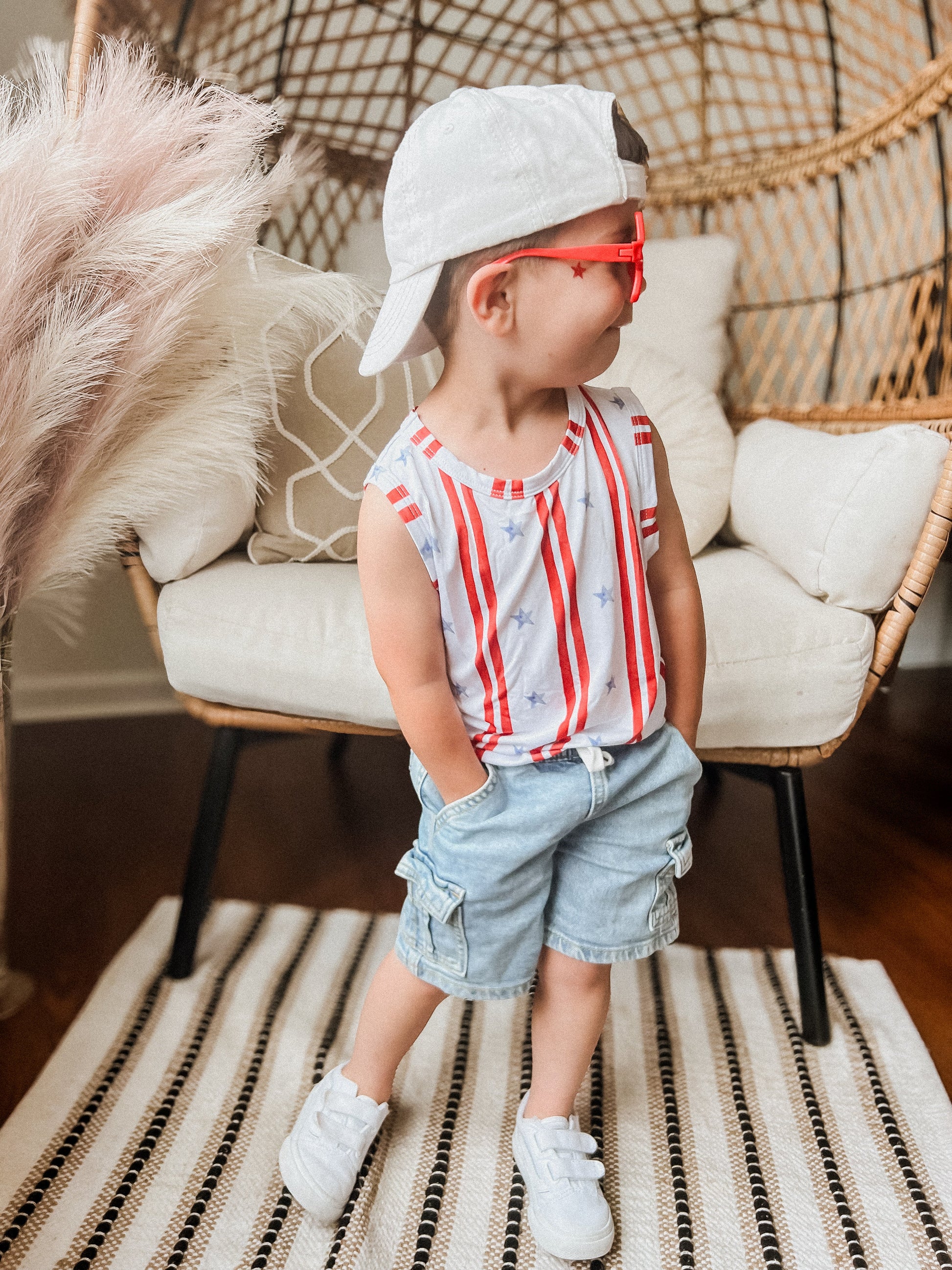 Stars & Stripes Bamboo Tank by Little Joy Co., product view 6