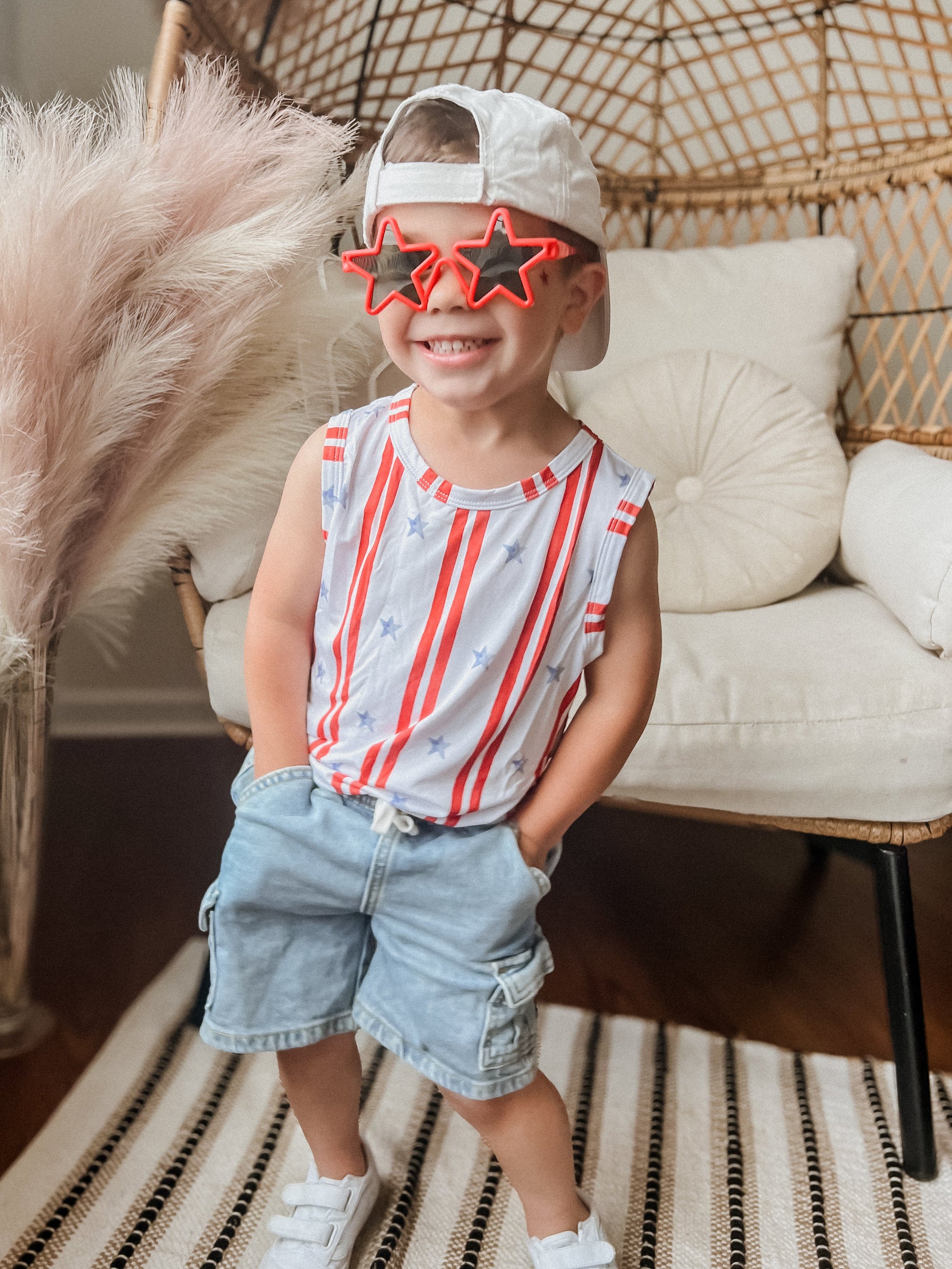 Stars & Stripes Bamboo Tank by Little Joy Co., product view 3