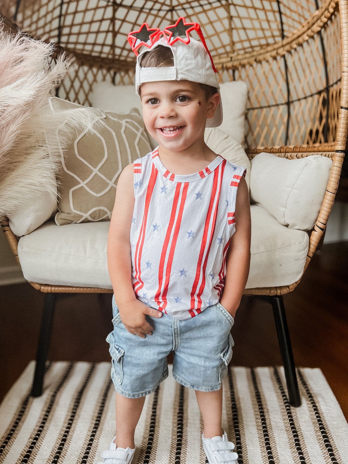 Stars & Stripes Bamboo Tank by Little Joy Co., product view 4