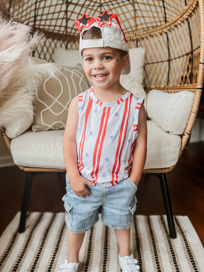 Stars & Stripes Bamboo Tank by Little Joy Co., product view 4
