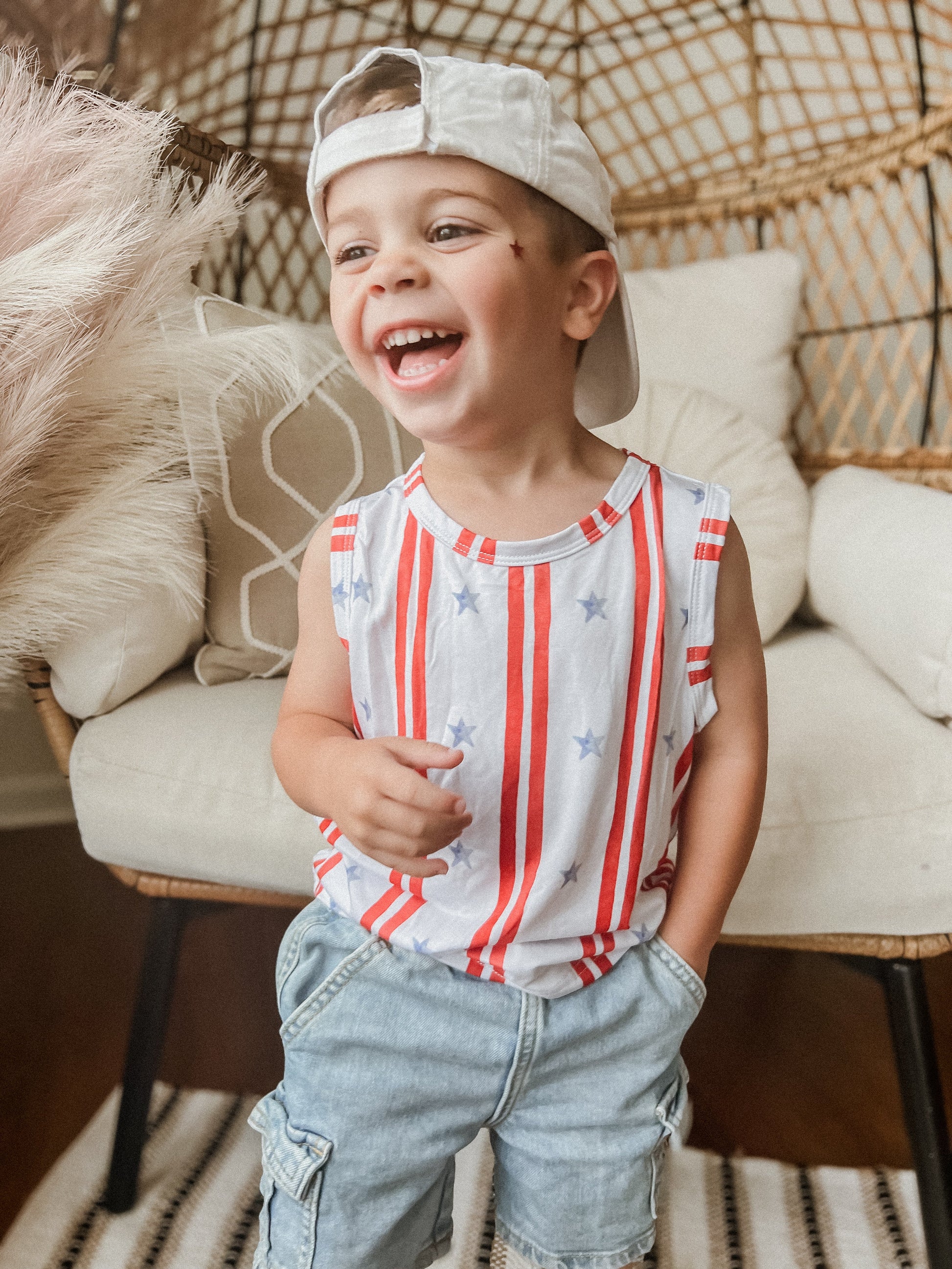 Stars & Stripes Bamboo Tank by Little Joy Co., product view 5