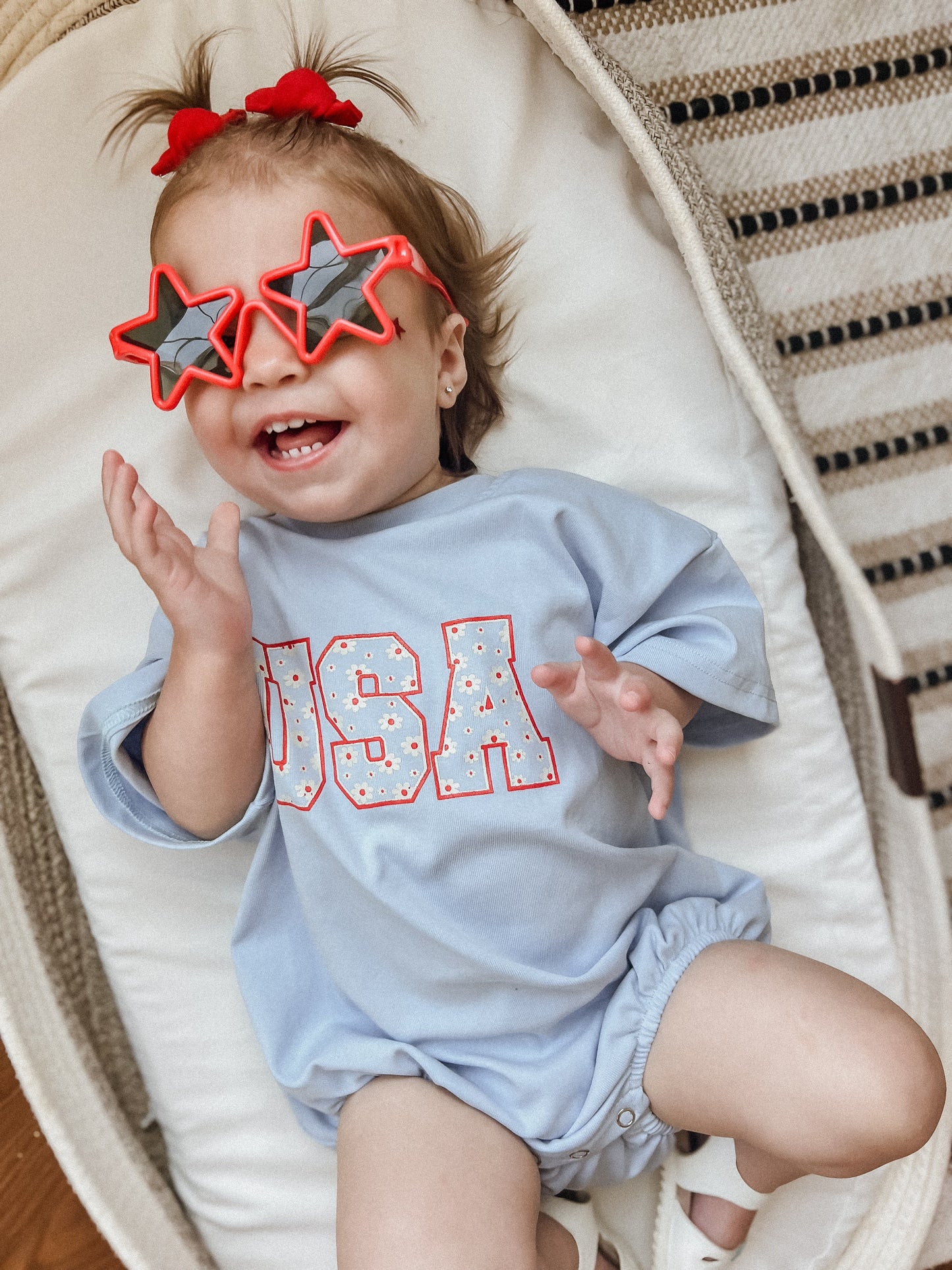USA Daisy Oversized T-Shirt Romper by Little Joy Co., product view 3